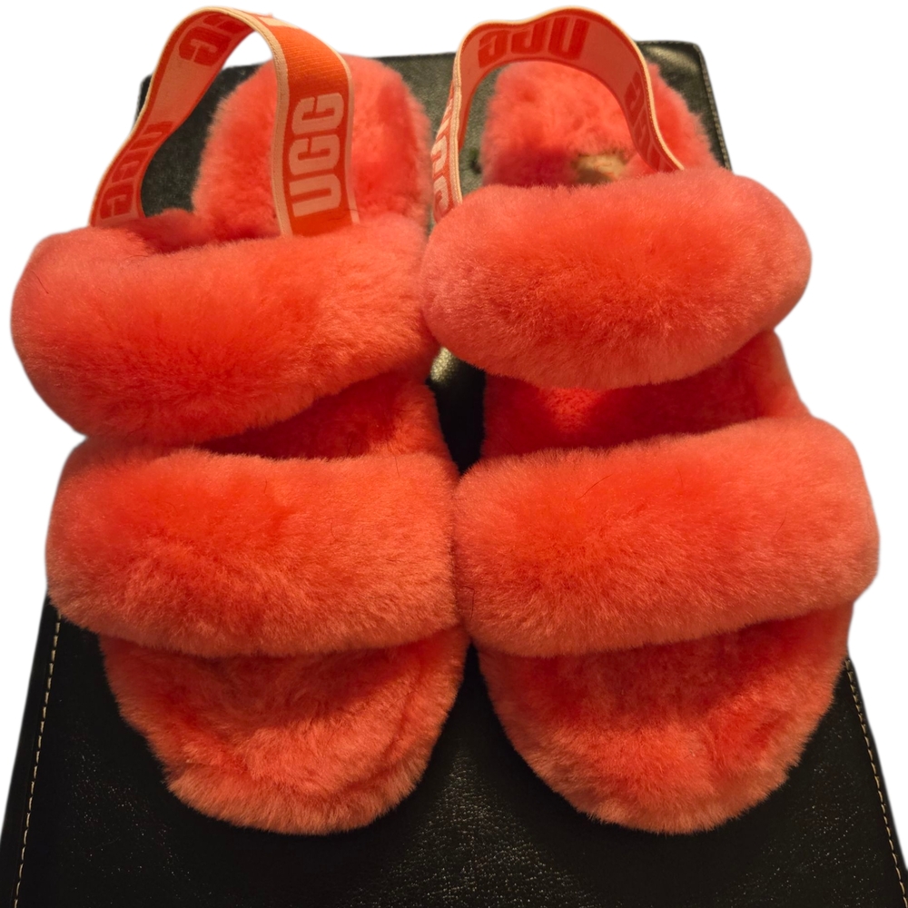 UGG Vibrant Pink Fluffy Slippers